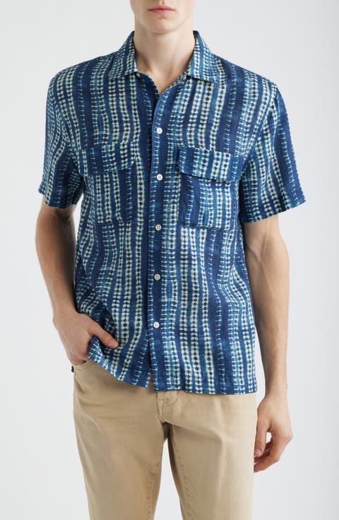 Short Sleeve Lyocell & Linen Button-Up Shirt