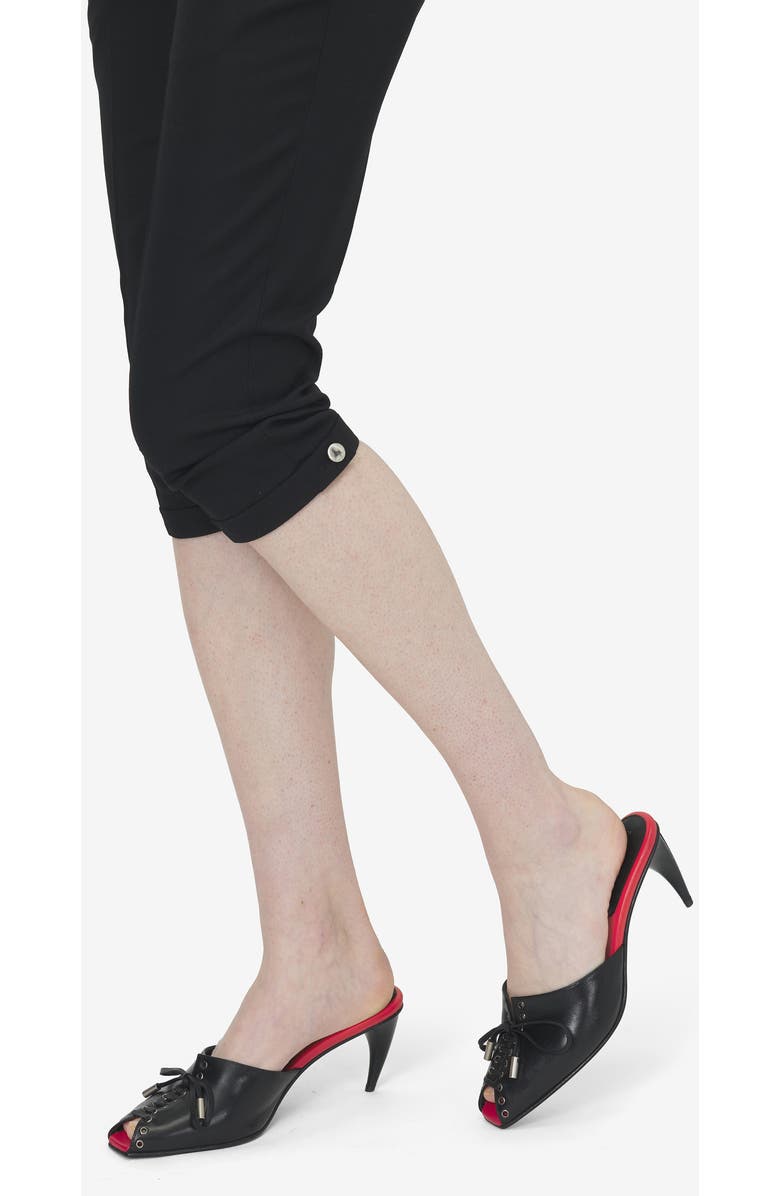 McQueen Lexie Peep Toe Sandal, Alternate, color, Black/ Red