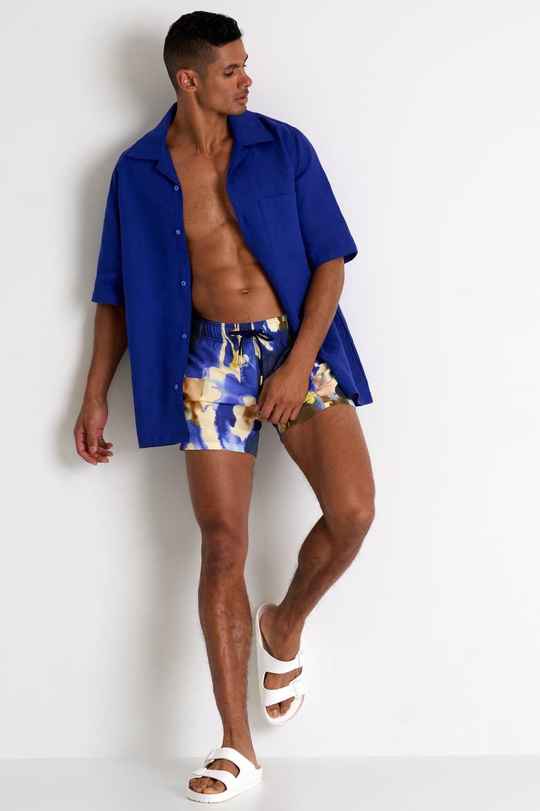 Classic fit stretch swim trunks, Alternate, color, Print
