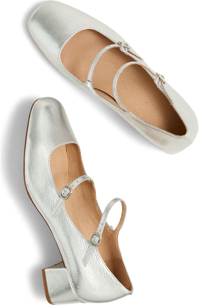 Madewell The Nettie Heeled Mary Jane, Alternate, color, Bright Silver