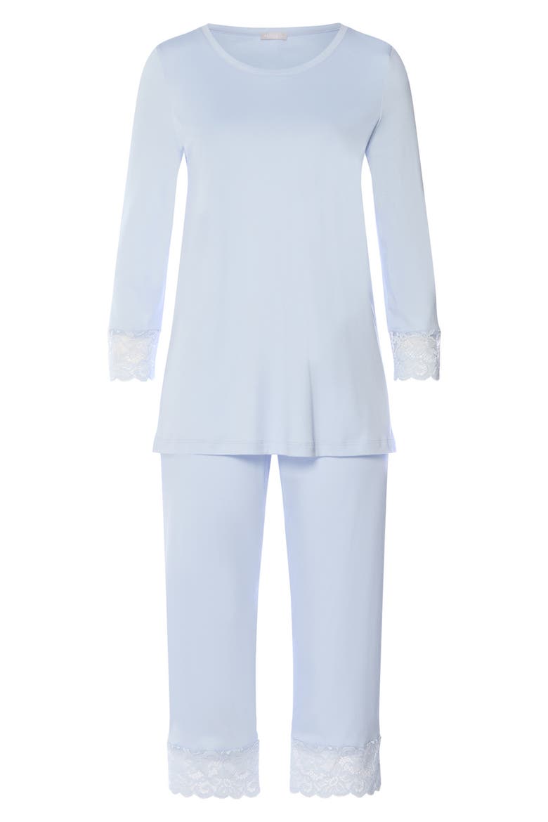 Moments Lace Trim Crop Pajamas, Alternate, color, BLUE DOVE