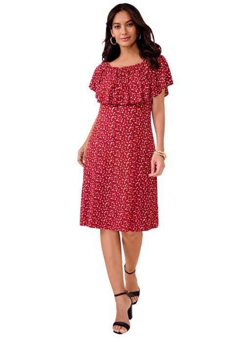 Plus Size Stretch Knit Convertible Flounce Dress