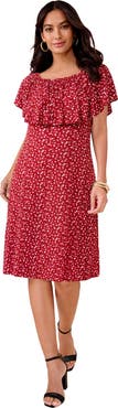 Roaman's Plus Size Stretch Knit Convertible Flounce Dress
