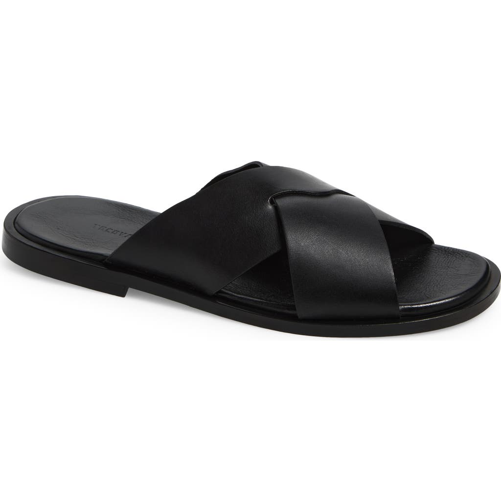 Tecovas Lexington Leather Slide Sandal in Midnight at Nordstrom, Size 9