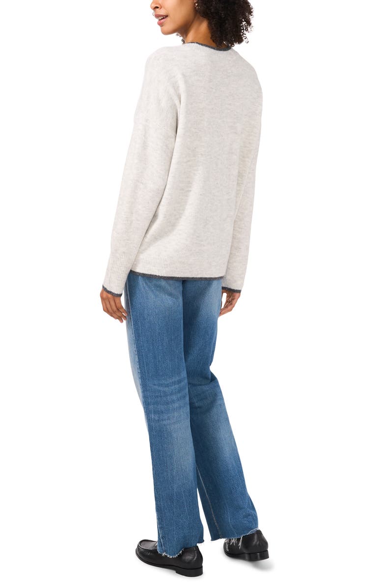 Vince Camuto Tipped Crewneck Sweater, Alternate, color, Silver Hthr