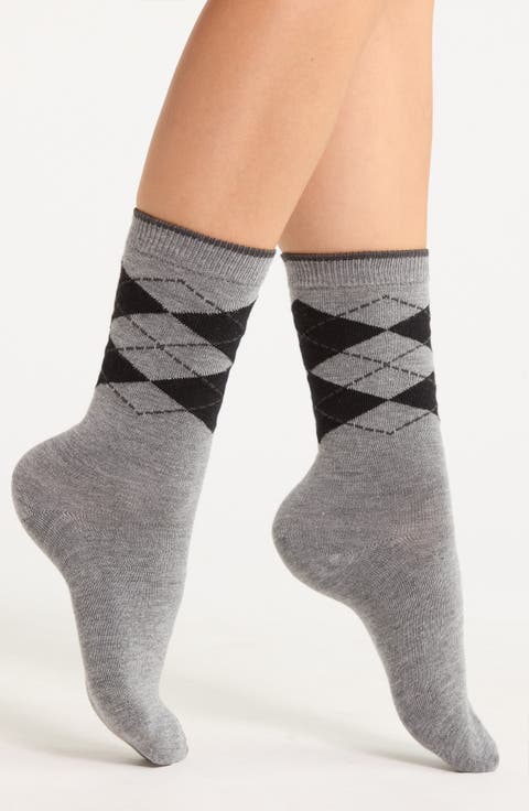 Argyle Cotton & Wool Blend Socks