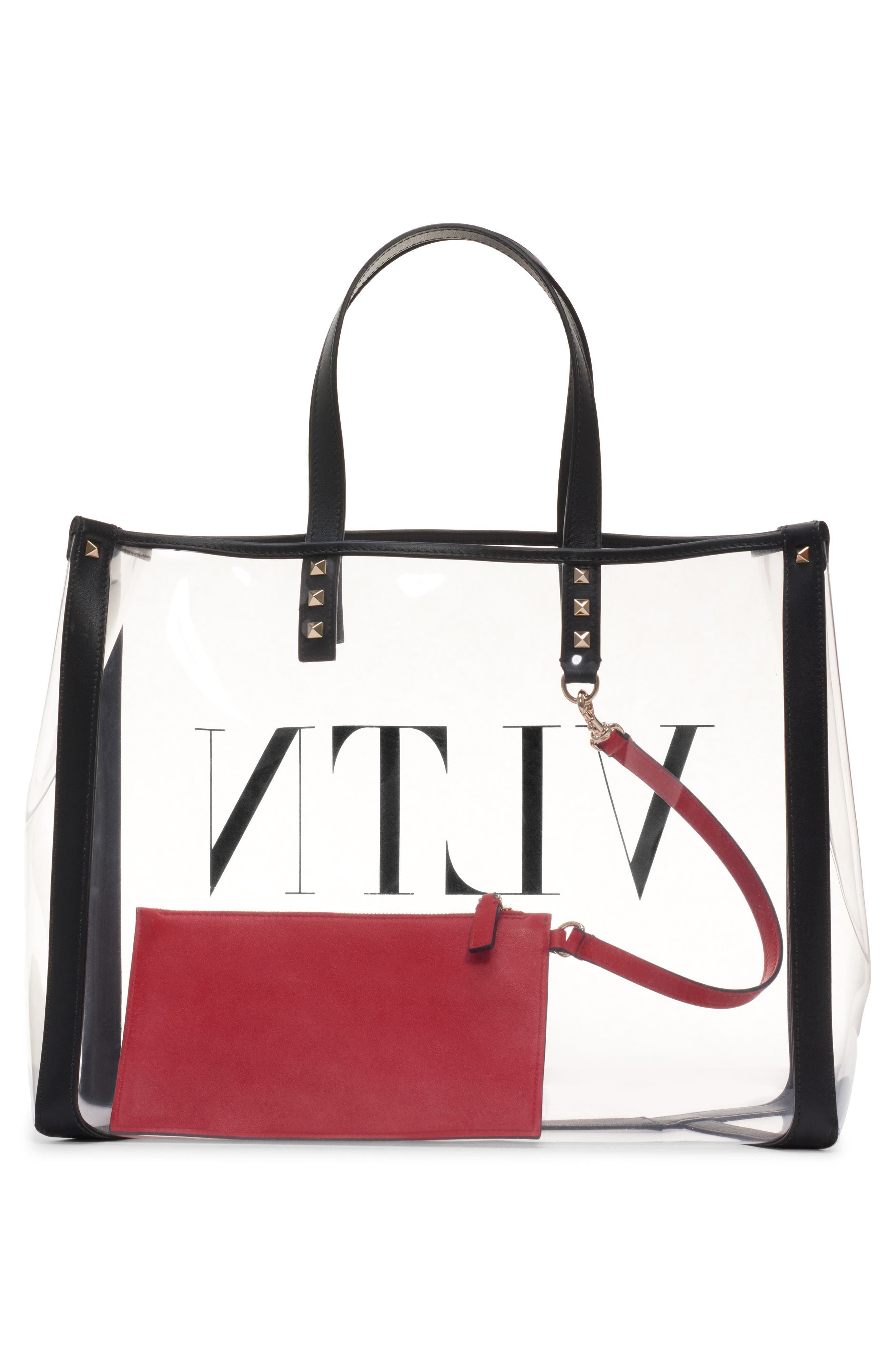 Valentino Garavani Small Grande Plage VLTN Logo Clear Tote, Alternate, color, 