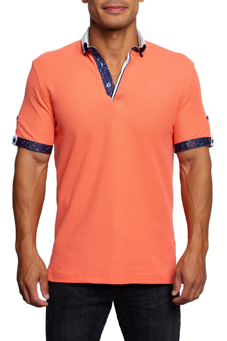 Mozart Coral Short Sleeve Cotton Polo, Alternate, color, CORAL