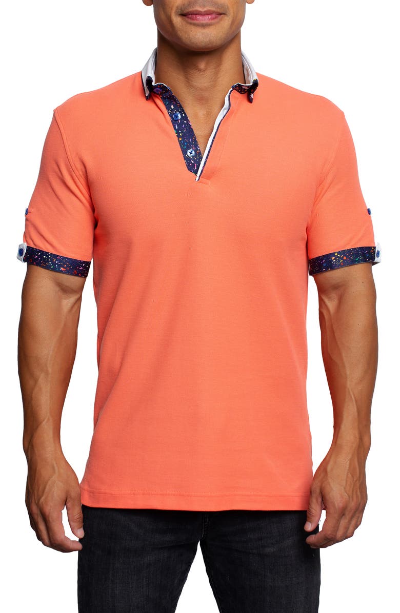 Maceoo Mozart Coral Short Sleeve Cotton Polo, Alternate, color, Coral