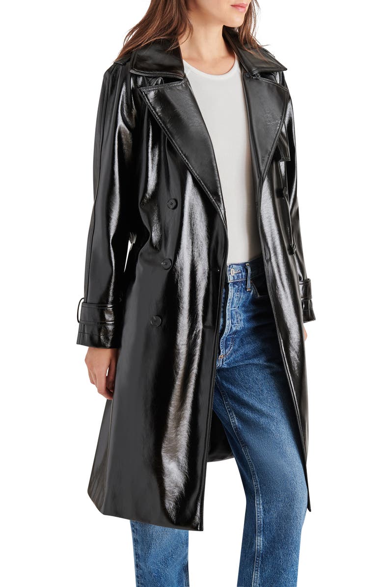 Steve Madden Ilia Faux Leather Trench Coat, Alternate, color, 