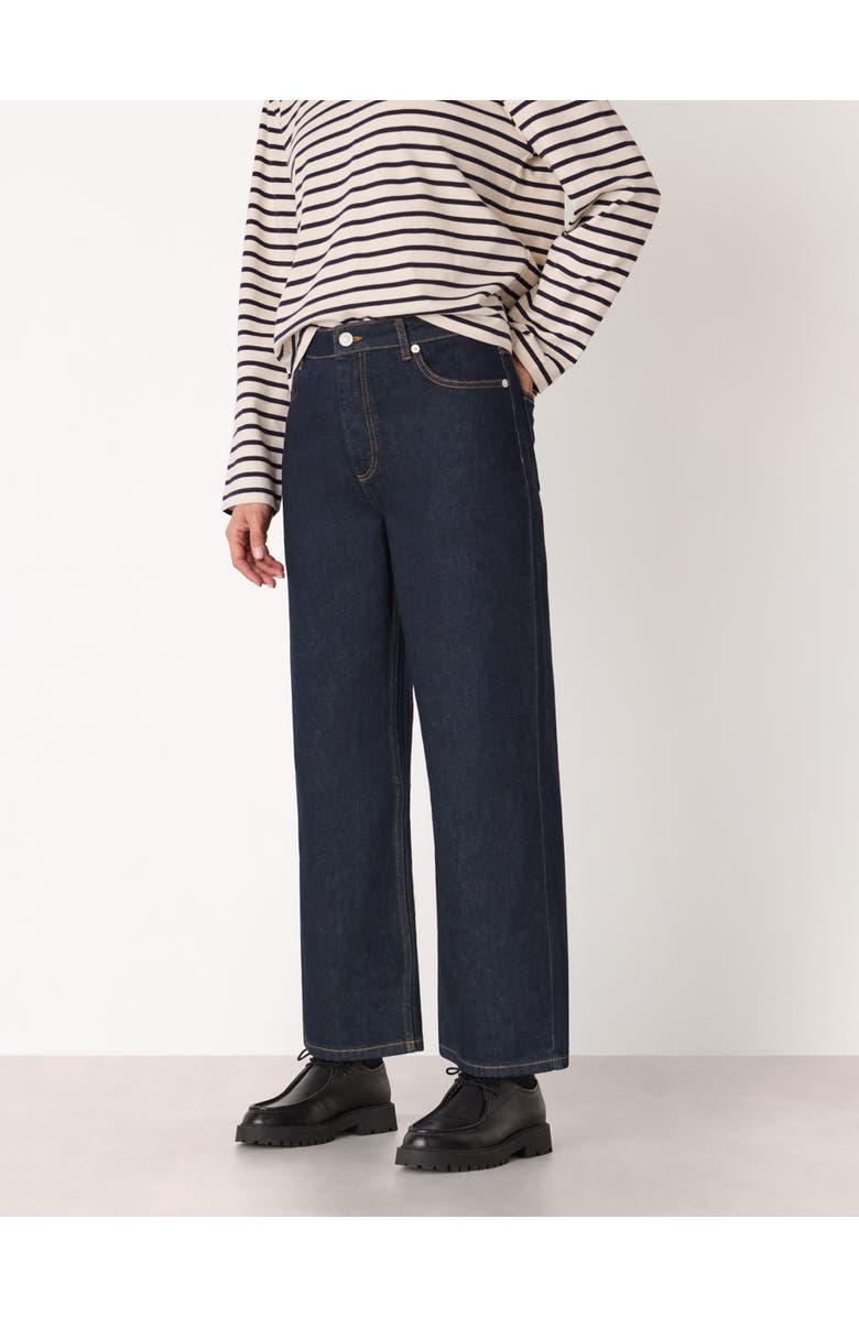 Whistles Straight Ankle Length Jeans, Main, color, Dark Denim