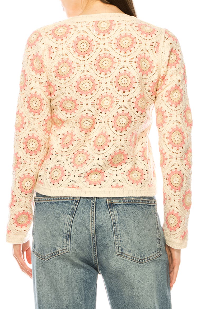 Crochet Knit Button Front Cardigan, Alternate, color, NATURAL