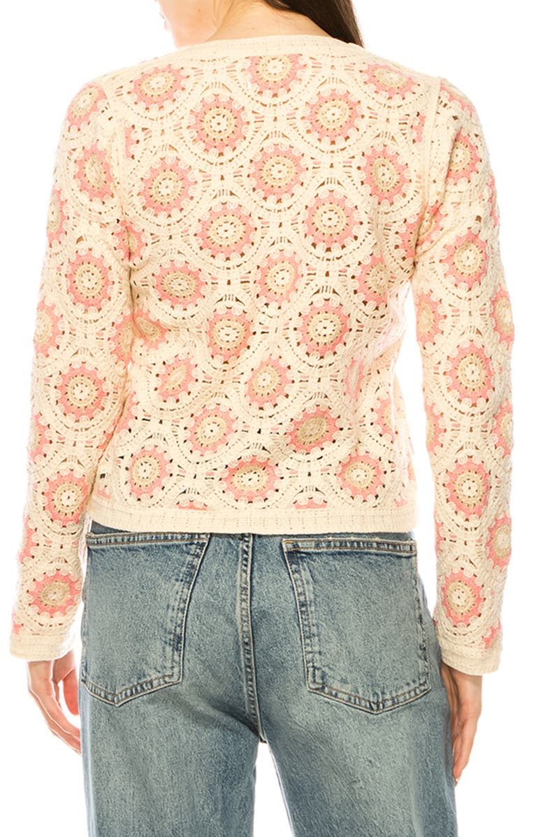 A COLLECTIVE STORY Crochet Knit Button Front Cardigan, Alternate, color, Natural