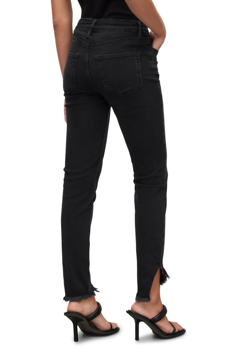 AllSaints Dax Frayed Asymmetric Hem Skinny Jeans, Alternate, color,