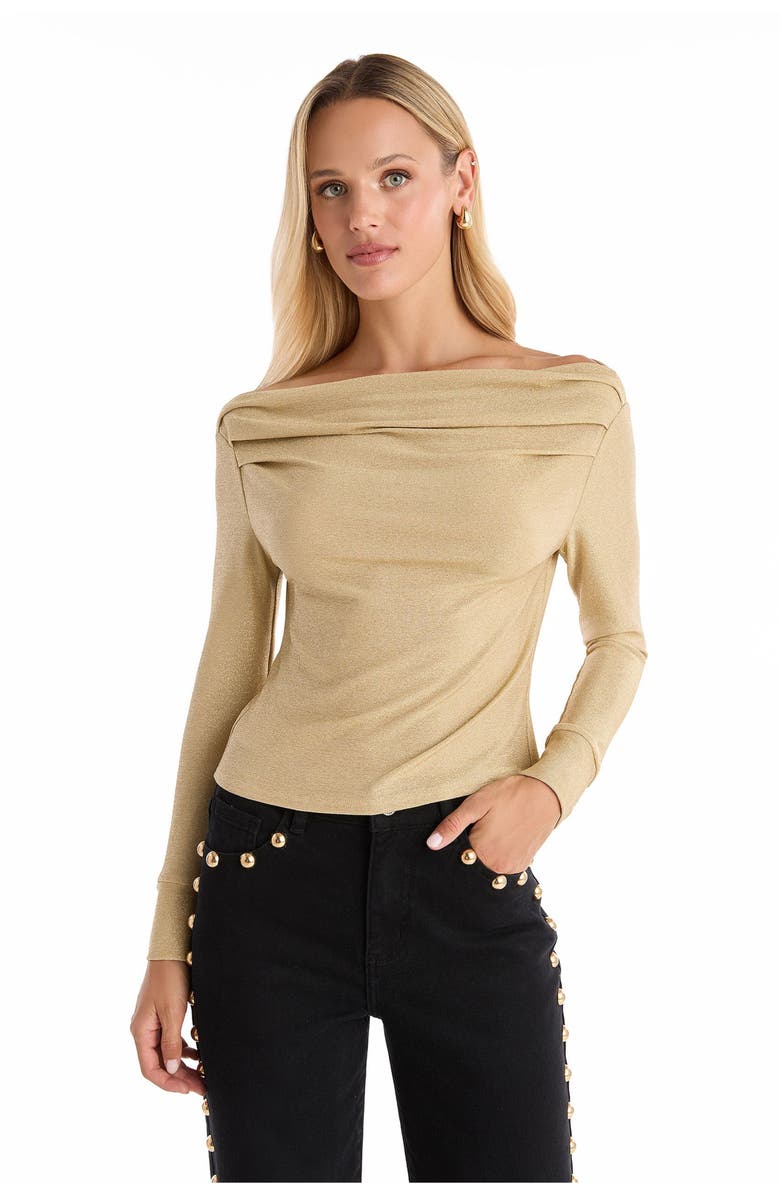 The Noli Shop Victoria Shimmer Top, Main, color, Gold