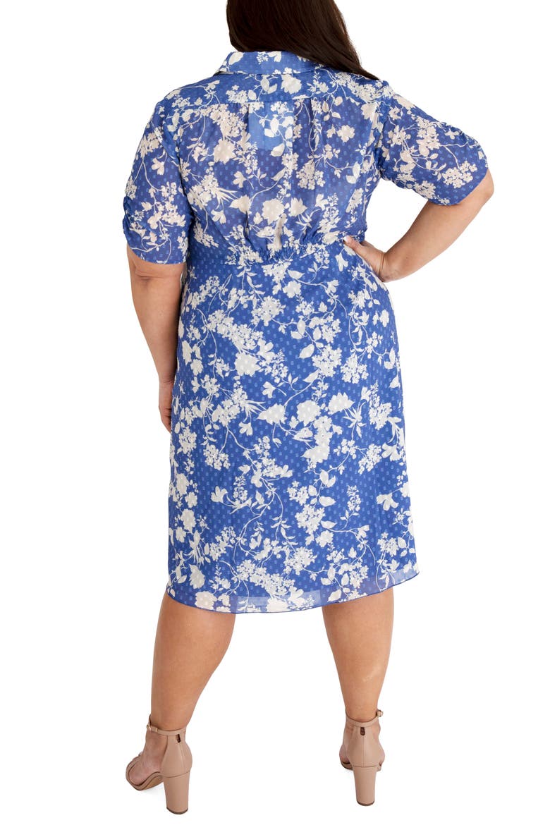 Floral Jacquard Midi Shirtdress, Alternate, color, BLUE