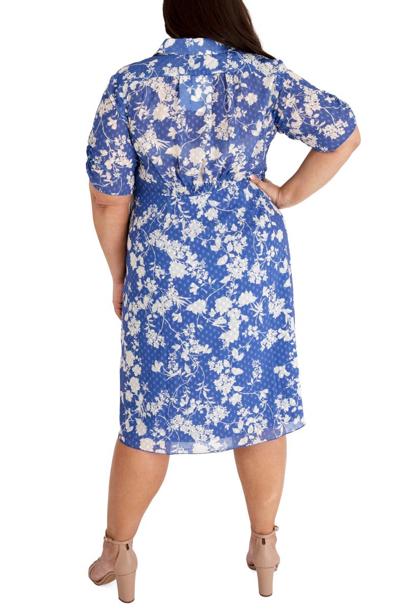 Marée Pour Toi Floral Jacquard Midi Shirtdress, Alternate, color,