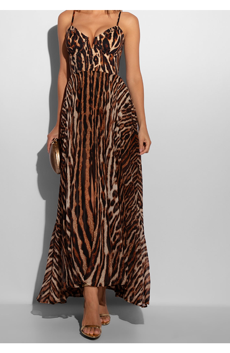 TA3 Mega Sculpting V-wire Maxi Dress, Main, color, Pilates Cat