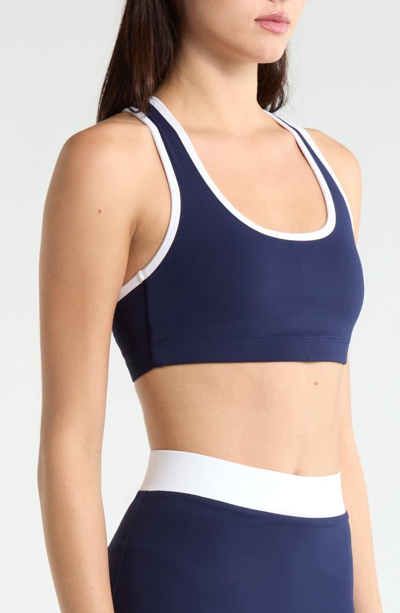 Year of Ours Sport Court Racerback Sports Bra, Alternate, color, Navy/White