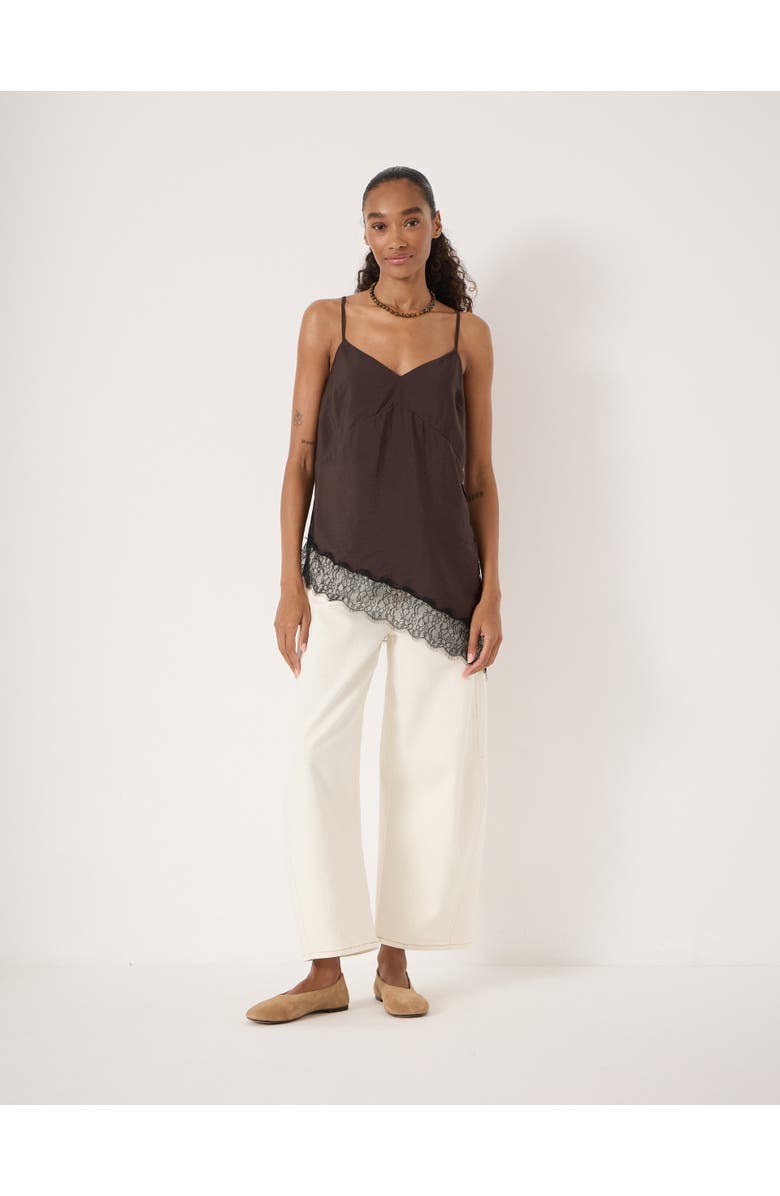 Hush Marnie Asymmetric Lace Trim Cami Top, Alternate, color, Dark Brown