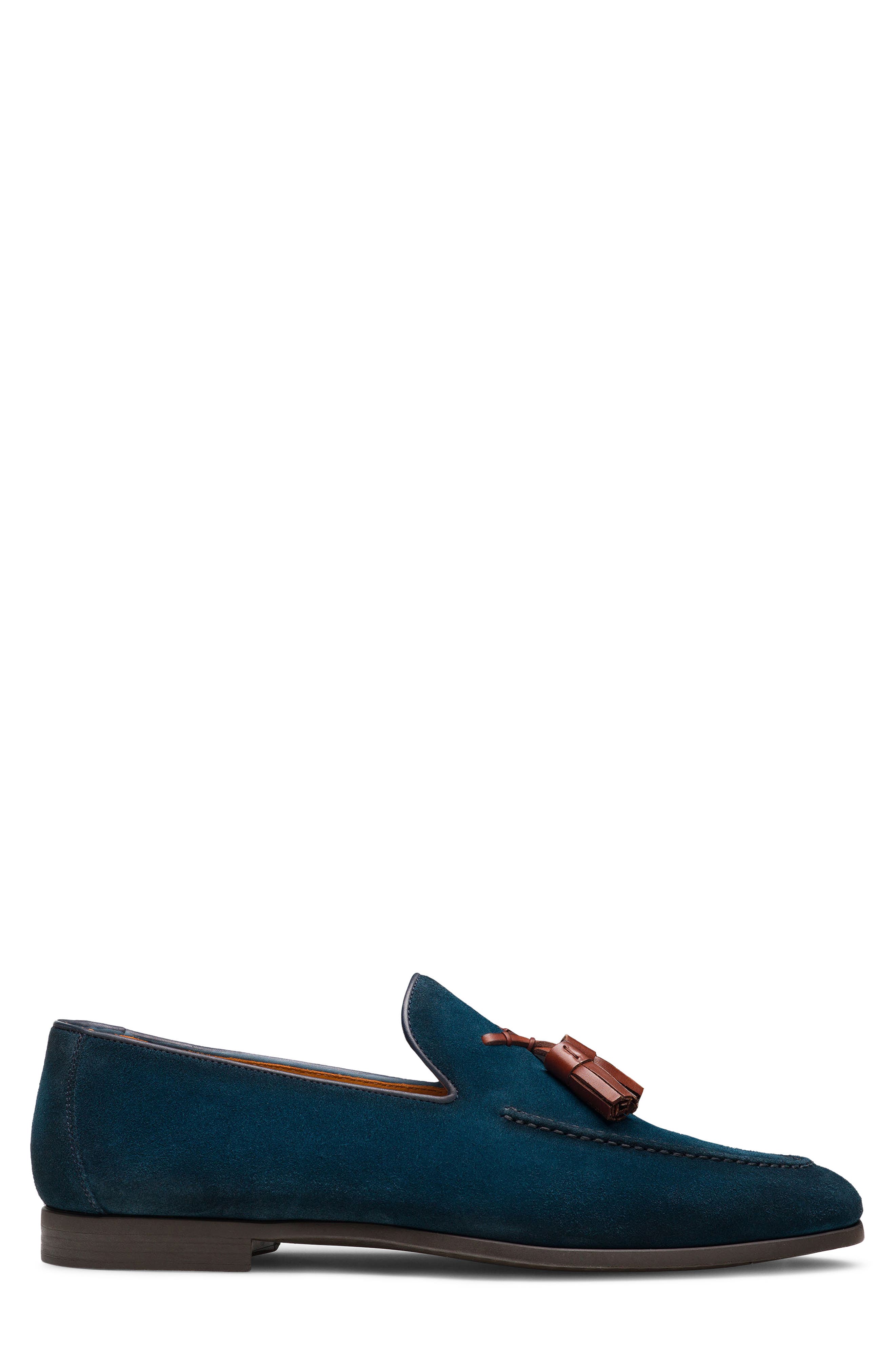 Magnanni Dion Tassel Loafer, Alternate, color, Navy Suede
