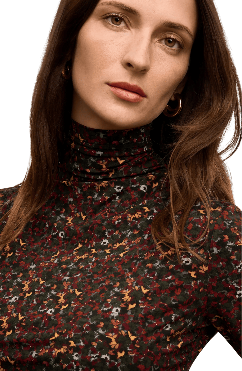 M.M.LaFleur Jax Printed Jersey Turtleneck Tee, Alternate, color, Autumn Floral