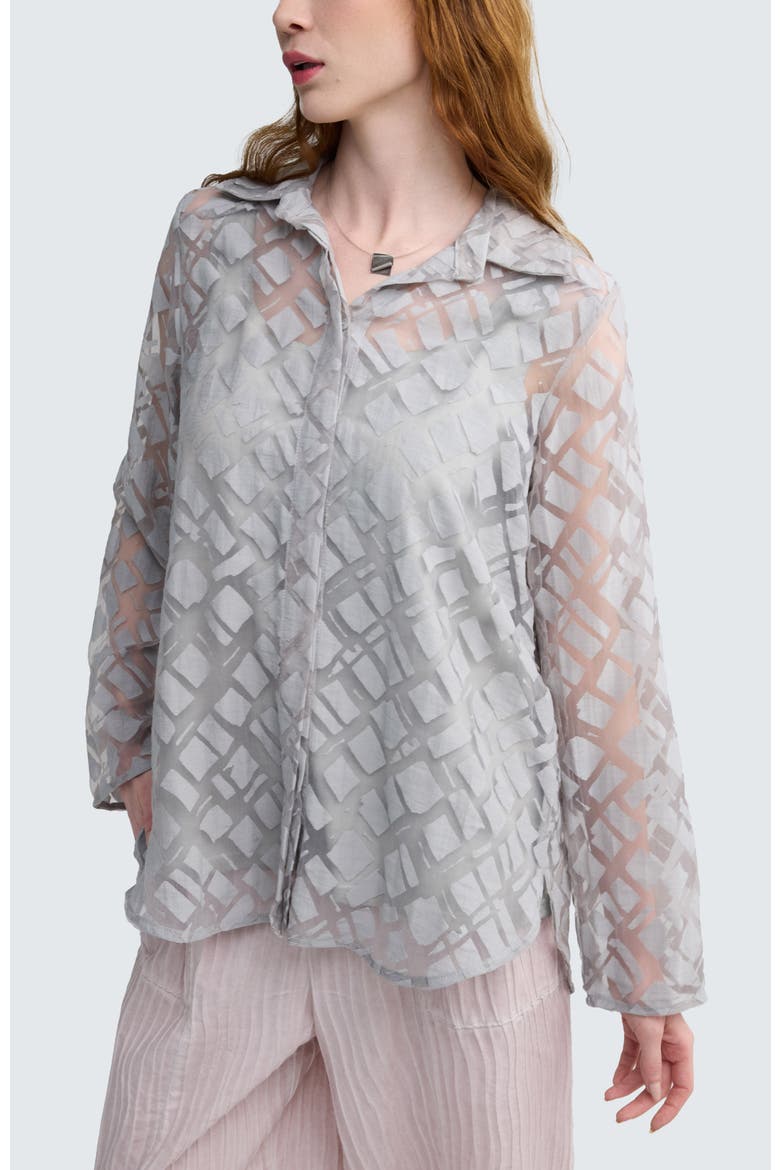 Maren Batik-Effect Tunic Shirt, Main, color, Ash Grey