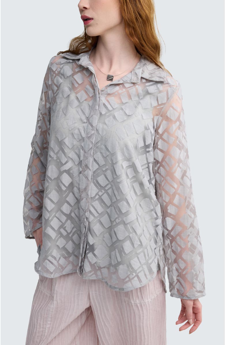 LUUKAA Maren Batik-Effect Tunic Shirt, Main, color, Ash Grey