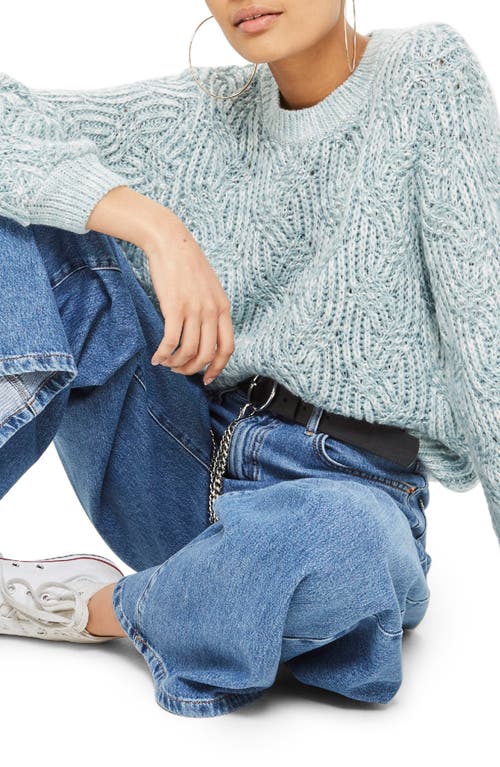 Topshop Swirl Tuck Sweater In Light Blue