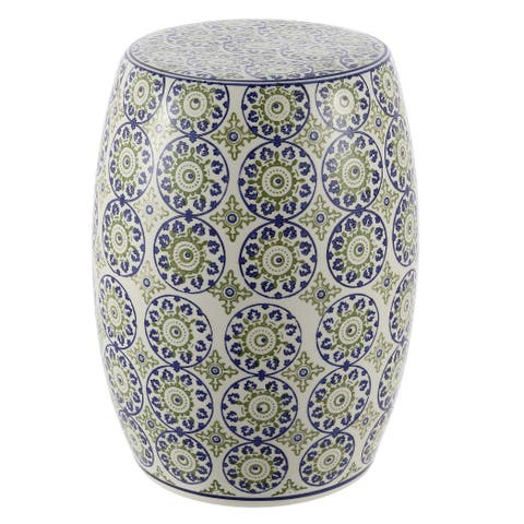Lula 17.25" Suzani Ceramic Garden Stool