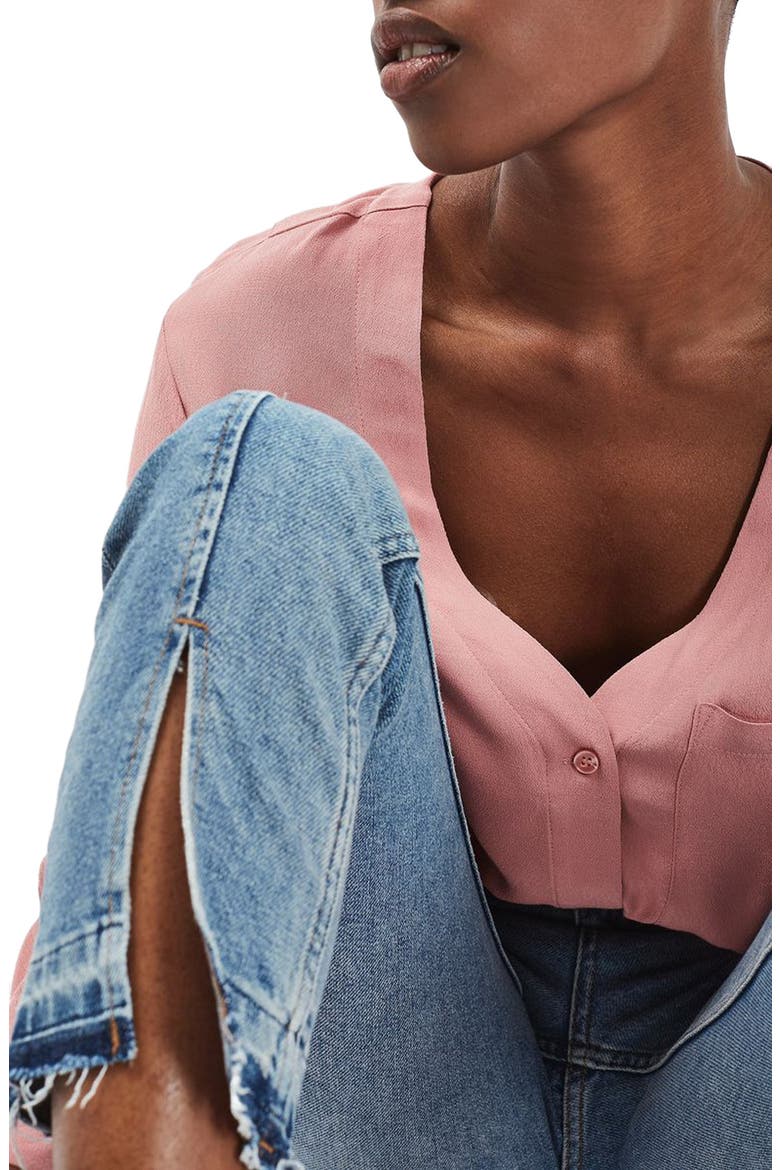 Split Hem Straight Leg Jeans, Alternate, color, LIGHT DENIM