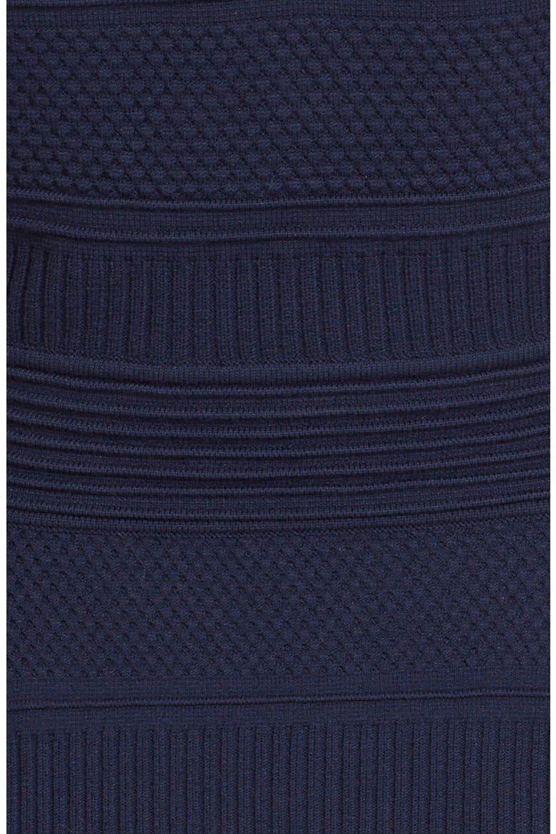 Mixed Stitch Texture Knit Fit & Flare Dress, Alternate, color, NAVY