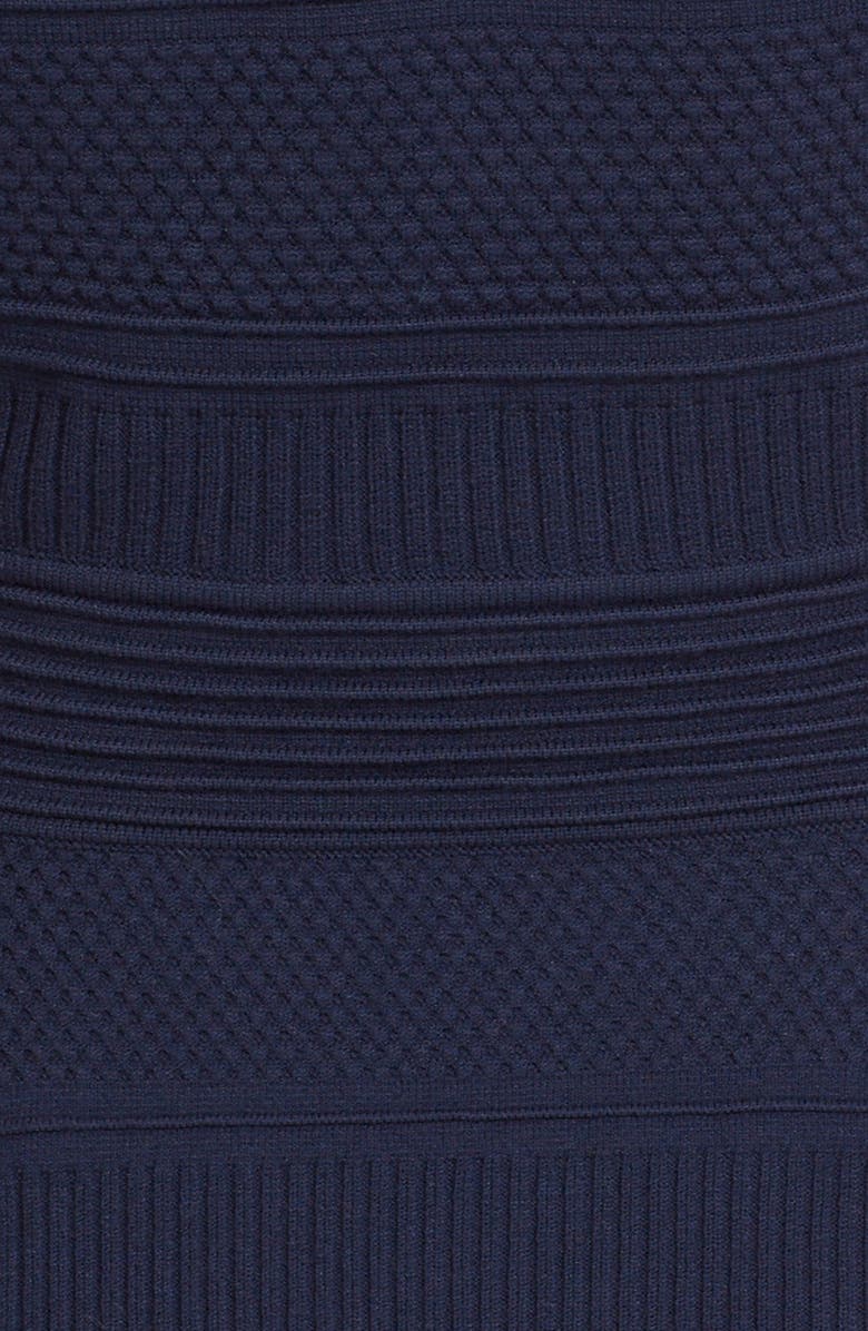Milly Mixed Stitch Texture Knit Fit & Flare Dress, Alternate, color, 