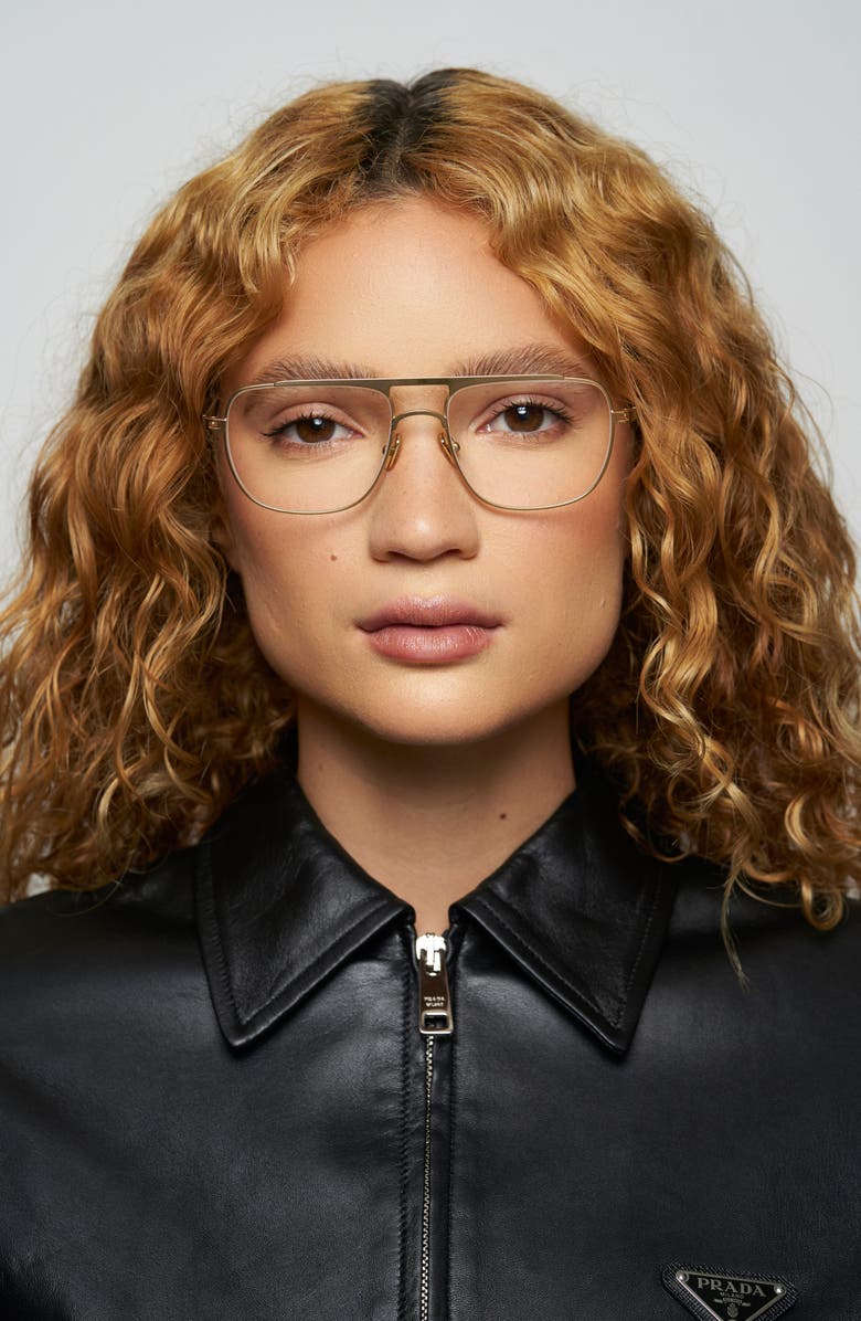 Elisa Johnson Jane 54mm Flat Top Navigator Sunglasses, Alternate, color, Gold Metal