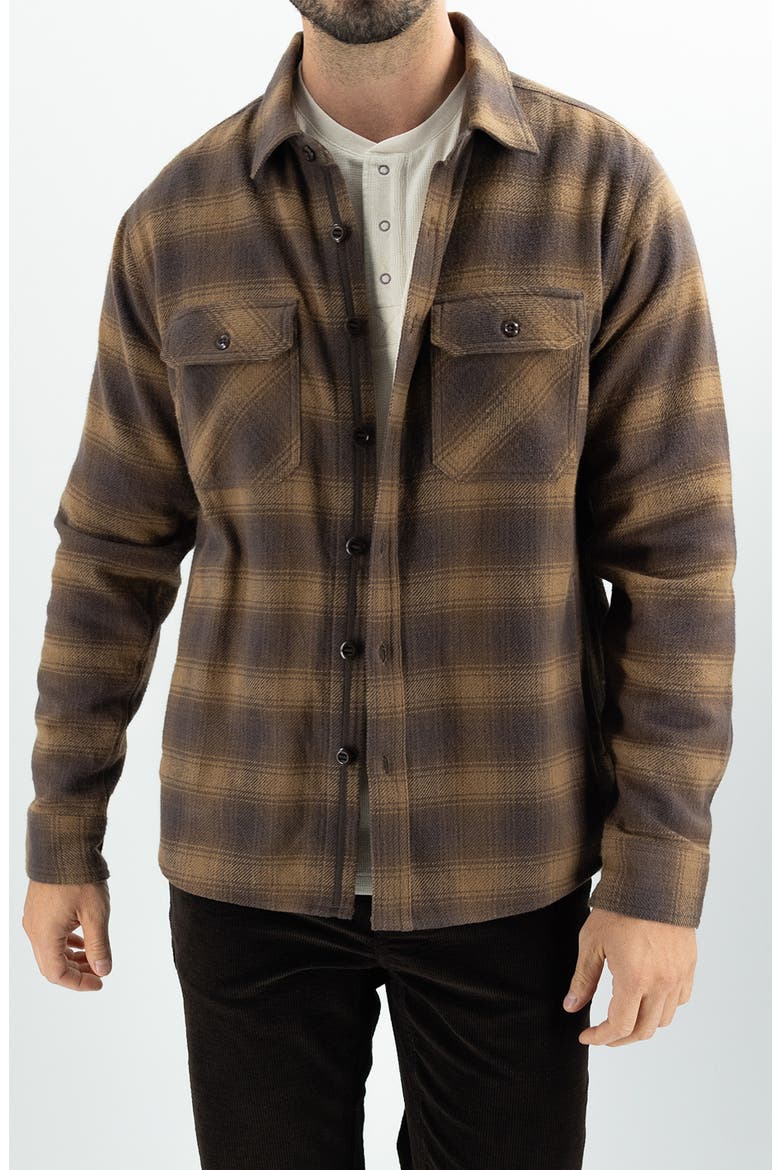 Plaid Twill Shirt Jacket, Main, color, COCOA COMBO