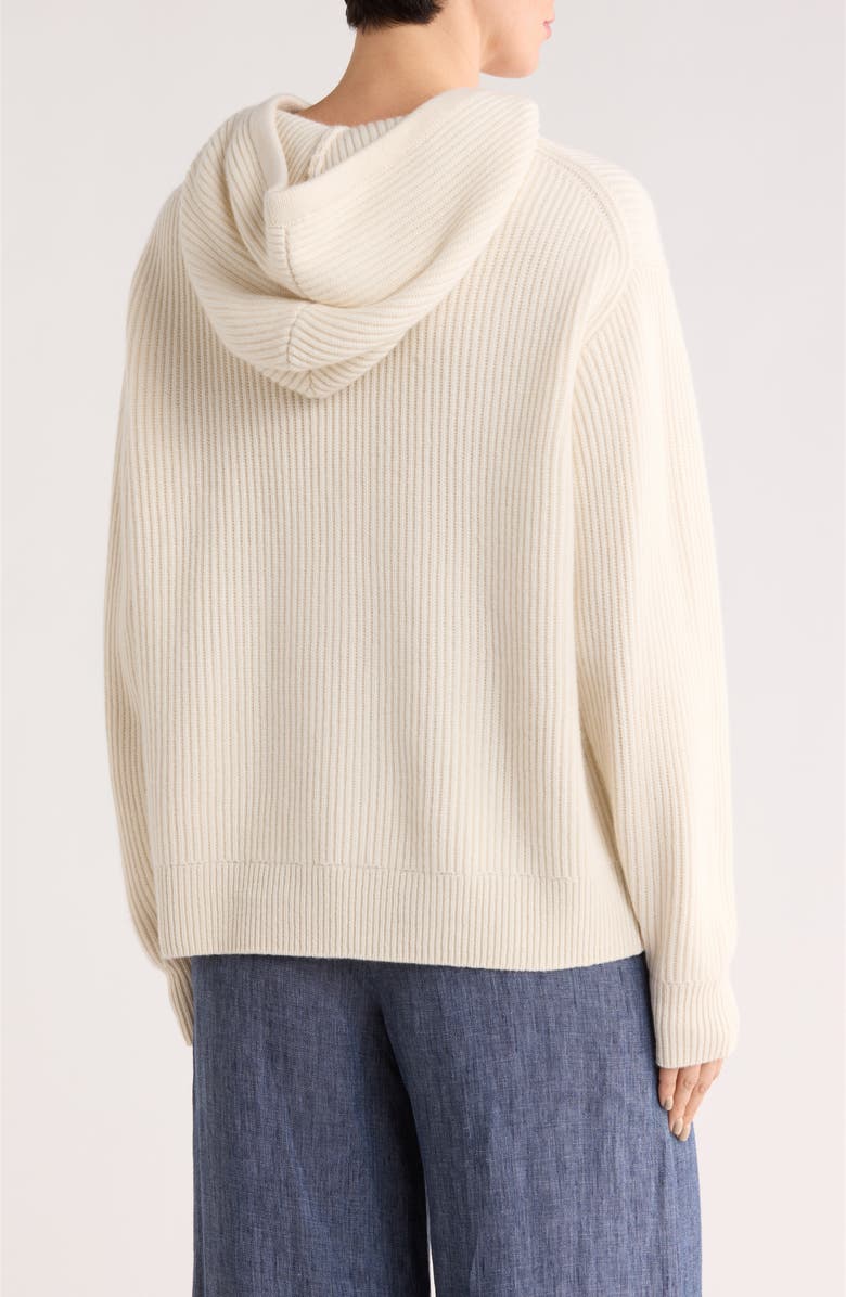 TWP Rib Cashmere Sweater Hoodie, Alternate, color, Ivory
