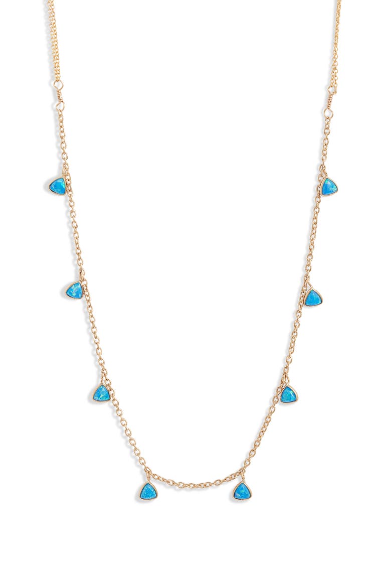 Greycie Shaker Station Necklace, Main, color, GOLD/ BLUE