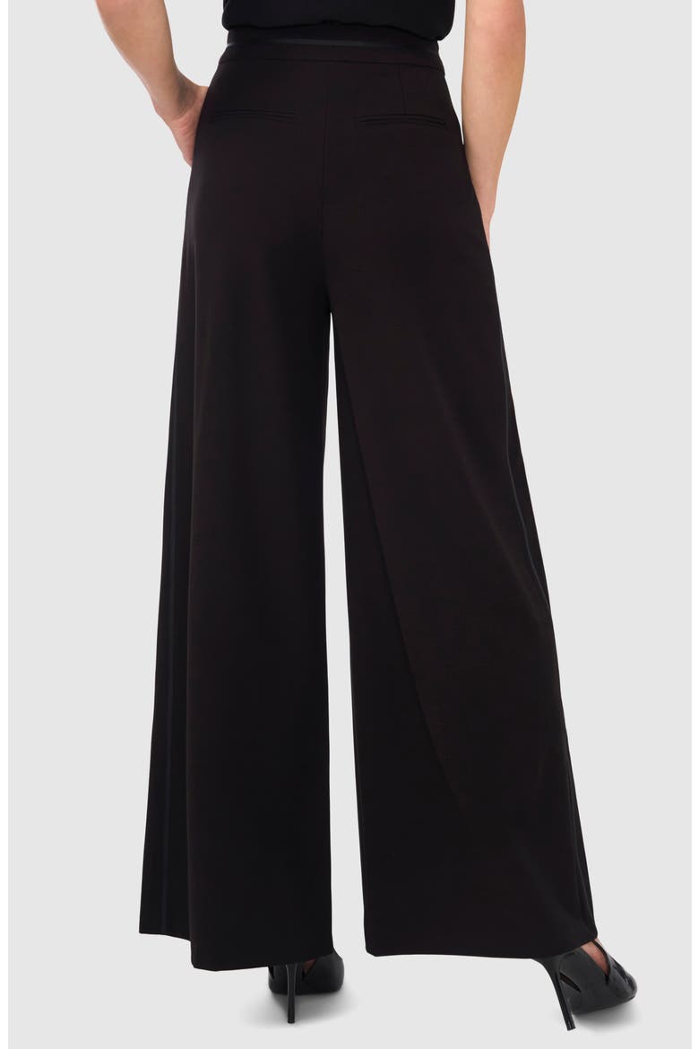 Grosgrain Ribbon Trim Wide Leg Pants, Alternate, color, RICH BLACK 060