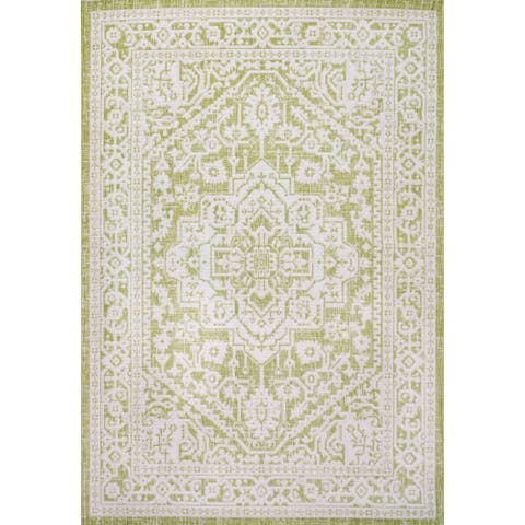 Sinjuri Medallion Textured Weave Indoor/Outdoor Area Rug