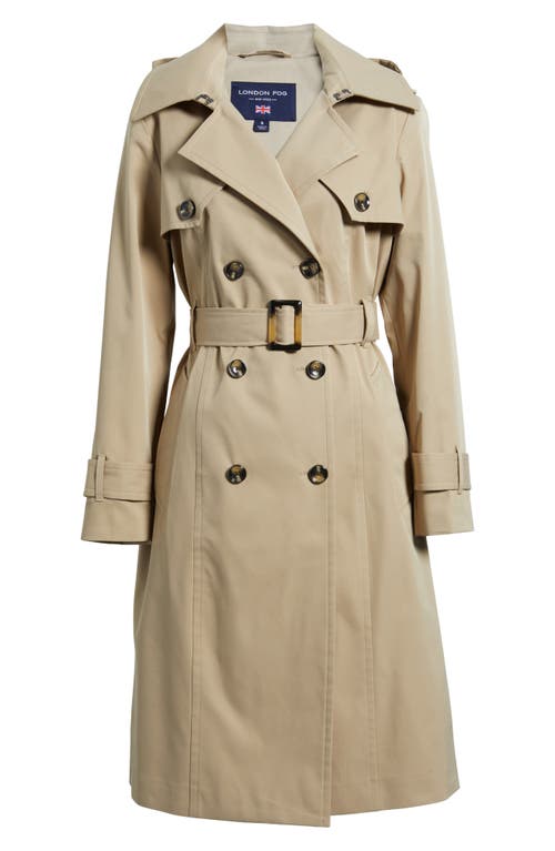London Fog Double Breasted Trench Coat In Dark Khaki