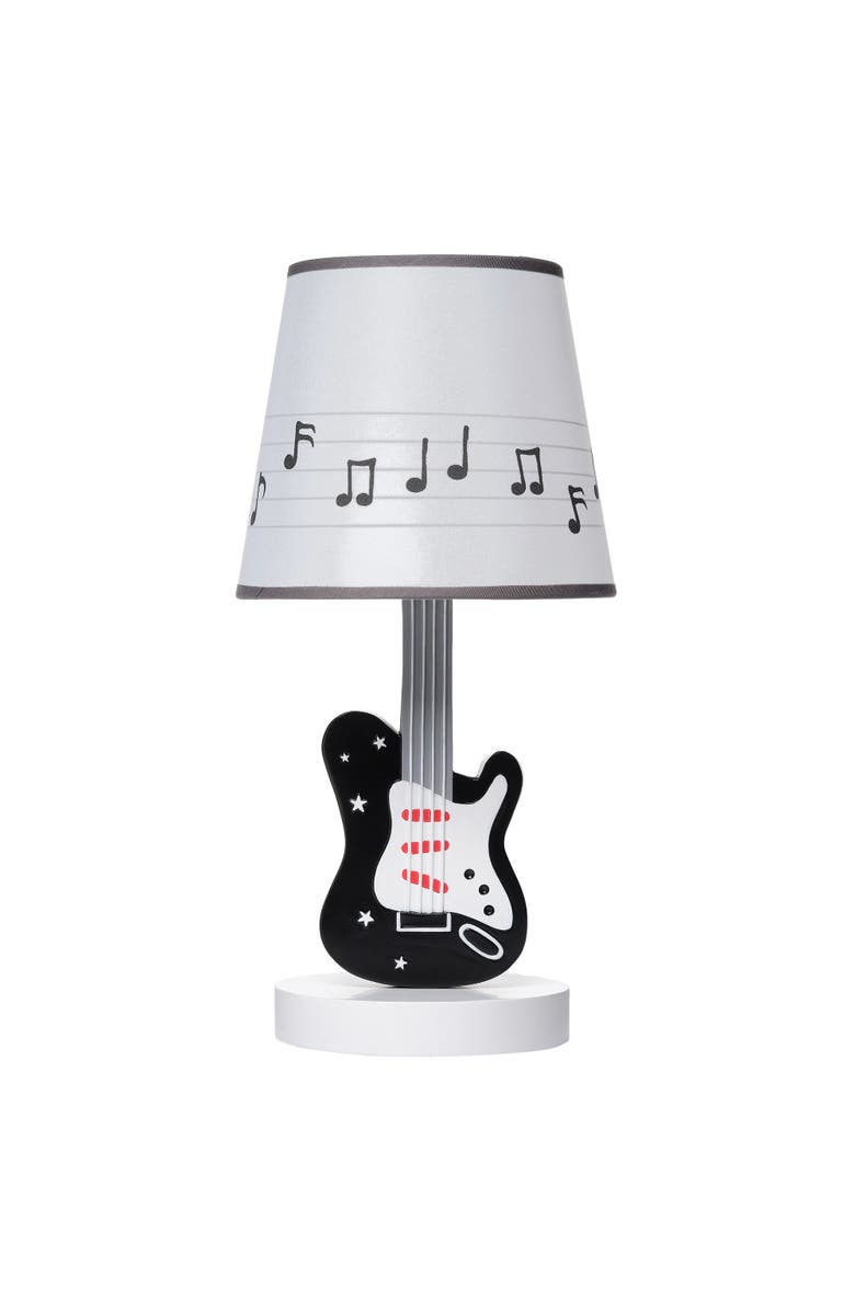 Lambs & Ivy Rock Star Guitar Lamp with Musical Notes Shade & Bulb, Main, color, Black