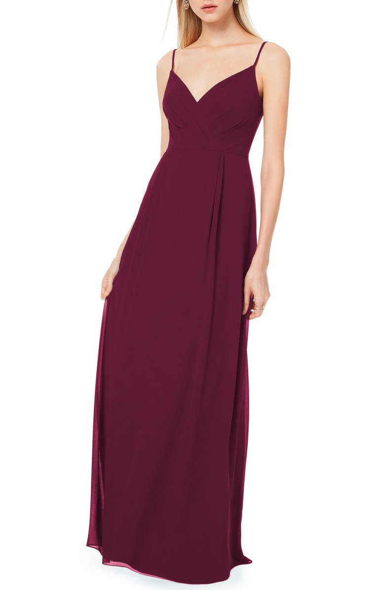 #Levkoff Surplice Neck Chiffon A-Line Gown, Main, color, 