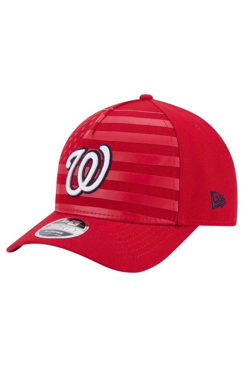 Men's New Era Red Washington Nationals American Flag 9FORTY M-Crown A-Frame Adjustable Hat, Main, color, Red