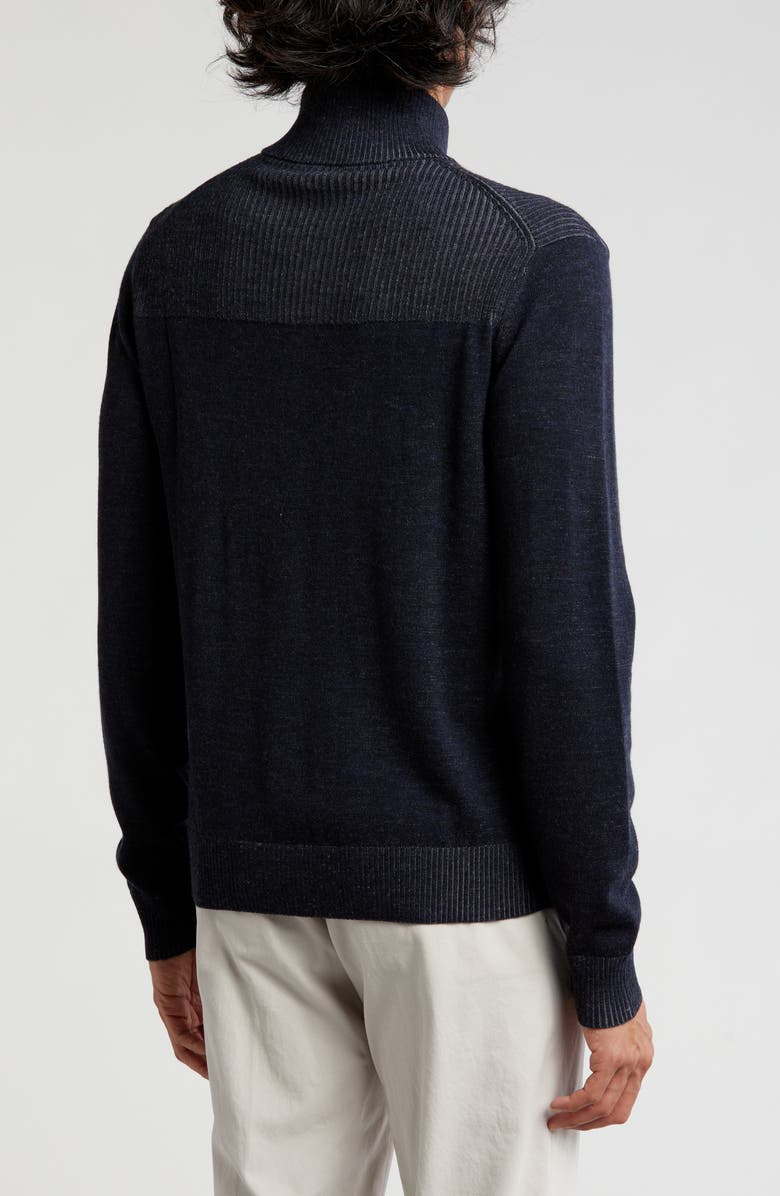 Bruno Magli Merino Wool Plaited Quarter-Zip Pullover, Alternate, color, Navy Grey