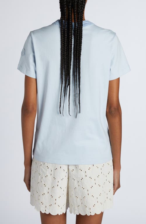 【MONCLER】CROCHET T-SHIRT Moncler Crochet Accent Cotton T-shirt Blue | ModeSens