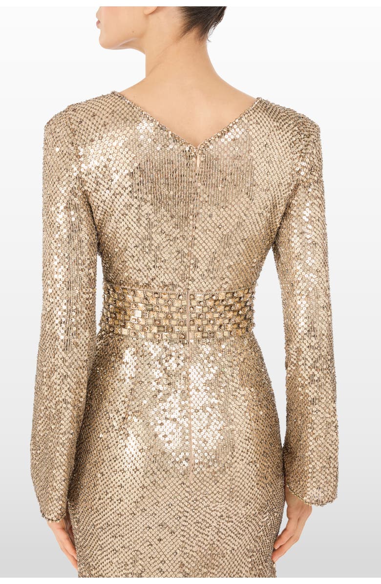 Jenny Packham June Sequin Embellished Maxi Dress, Alternate, color, Illusion