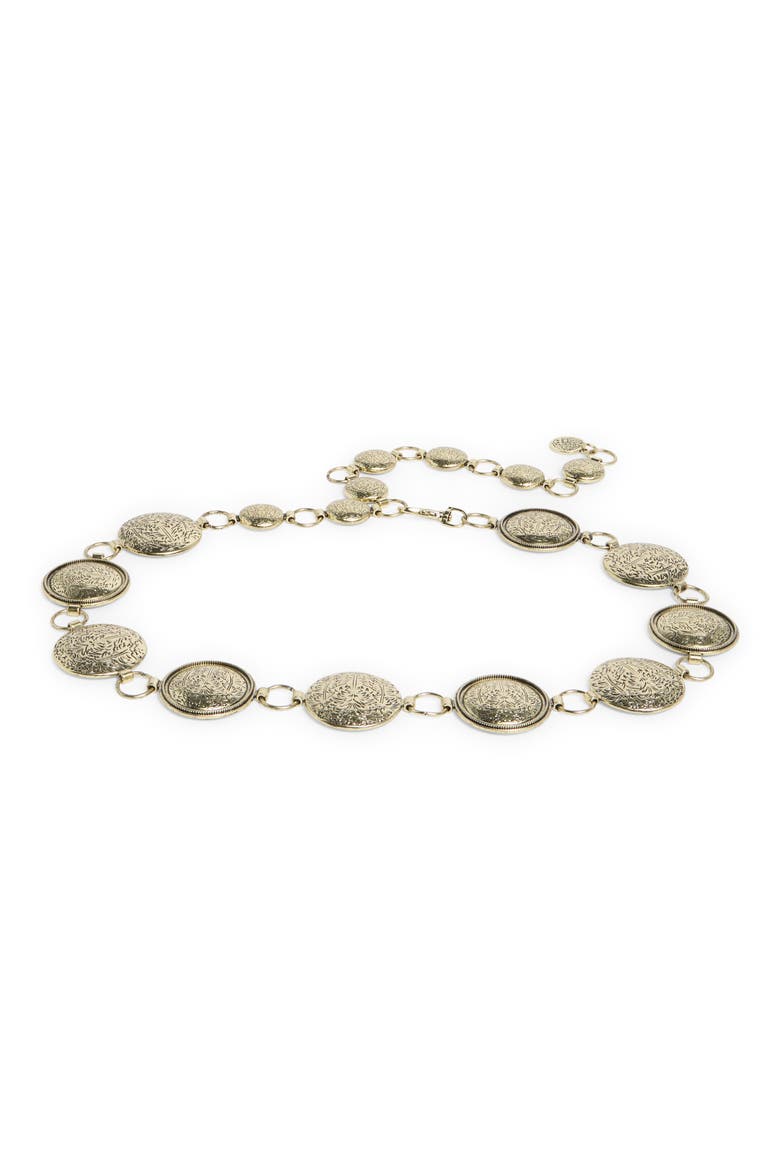 Etched Disc Belt, Main, color, LIGHT GOLD
