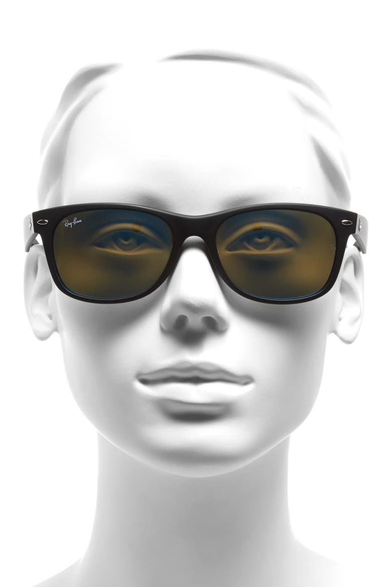 'New Wayfarer' 55mm Sunglasses, Alternate, color, BLACK/ BLUE MIRROR