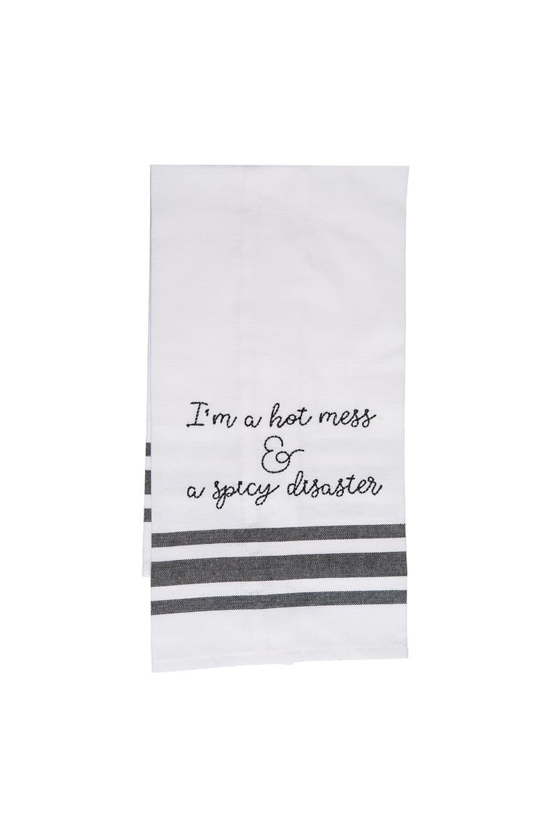 Totalee Gift Hot Mess & A Spicy Disaster Tea Towel Cotton White, Main, color, White