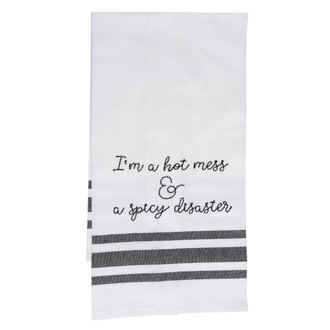 Hot Mess & A Spicy Disaster Tea Towel Cotton White